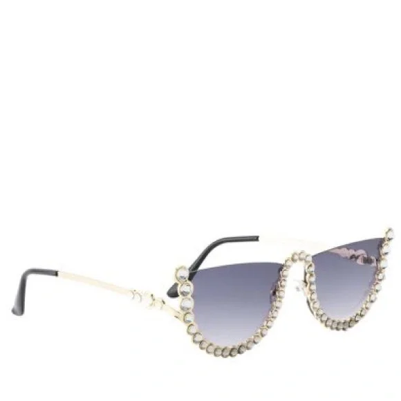 •Golden Bling• Semi-Rimless Sunglasses - Picture 2 of 3